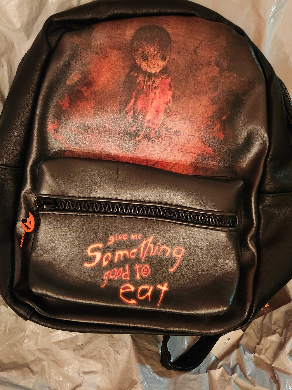 🎃Black and Orange Graphic Backpack - 'Give Me Something Good To Eat'